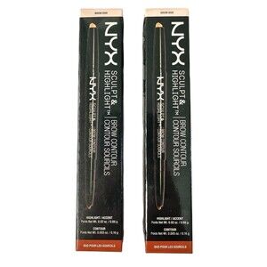 Lot of 2 NYX Sculpt & Highlight Brow Contour Eyebrow Pencil 04 Soft Pink/Auburn